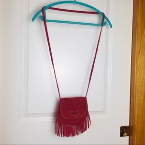 Bill a bong red suede fringe purse